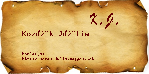 Kozák Júlia névjegykártya